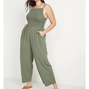 Old Navy Smocked Cami Linen Blended Jumpsuit